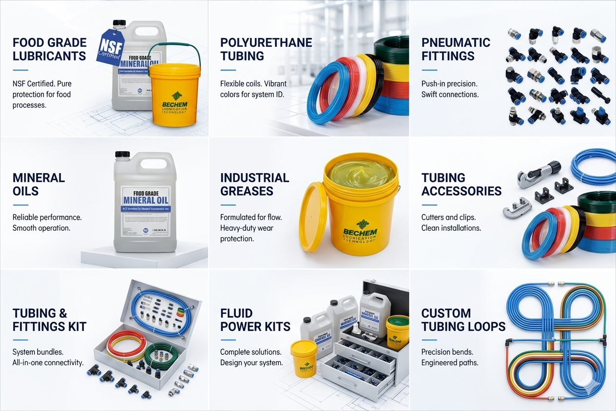 Food Grade Oil & Grease, PU Tubes and Fittings